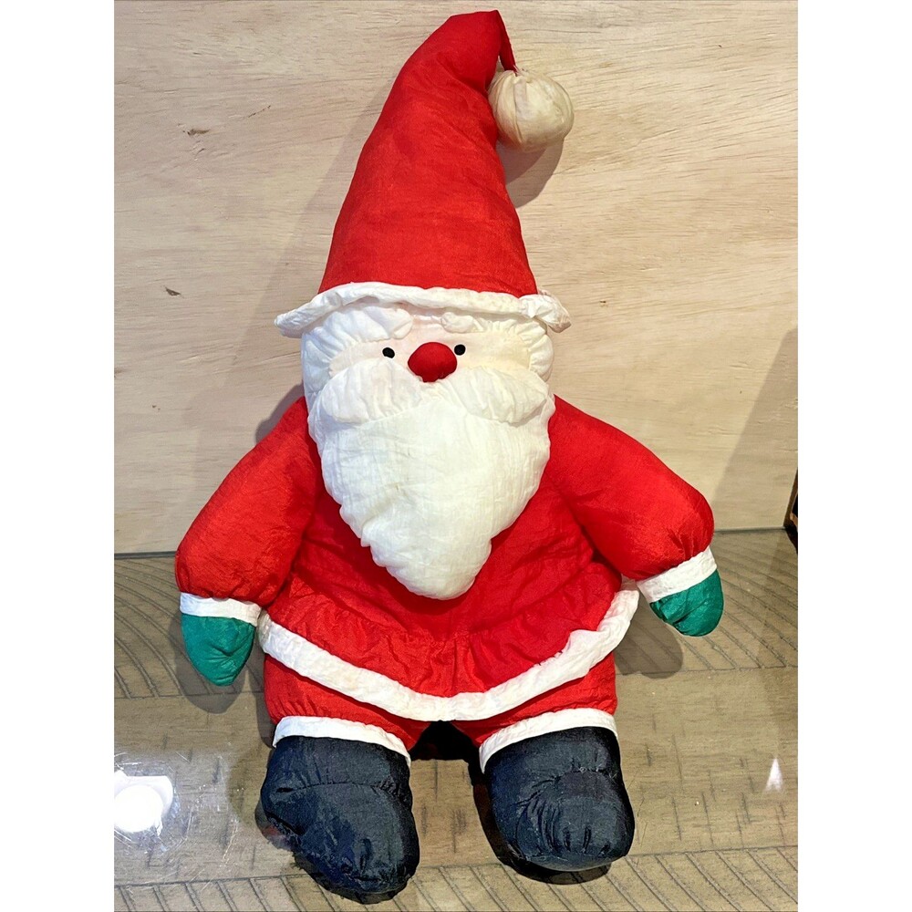 Santa Clause Puffy Plush Department 56 Vintage Nylon Parachute Stuffy Christmas